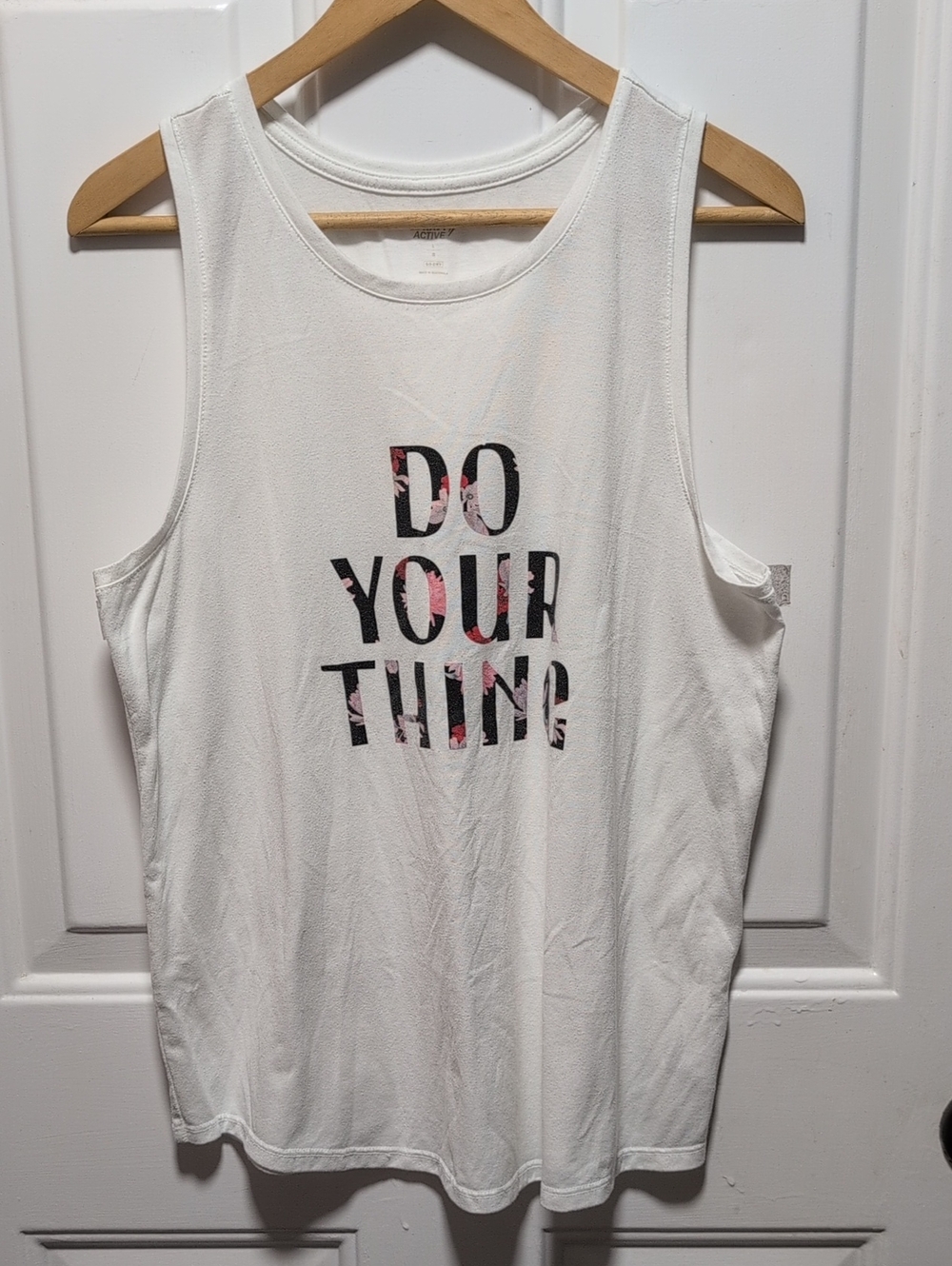 Old Navy White Muscle Tank with Floral-Accented Graphic